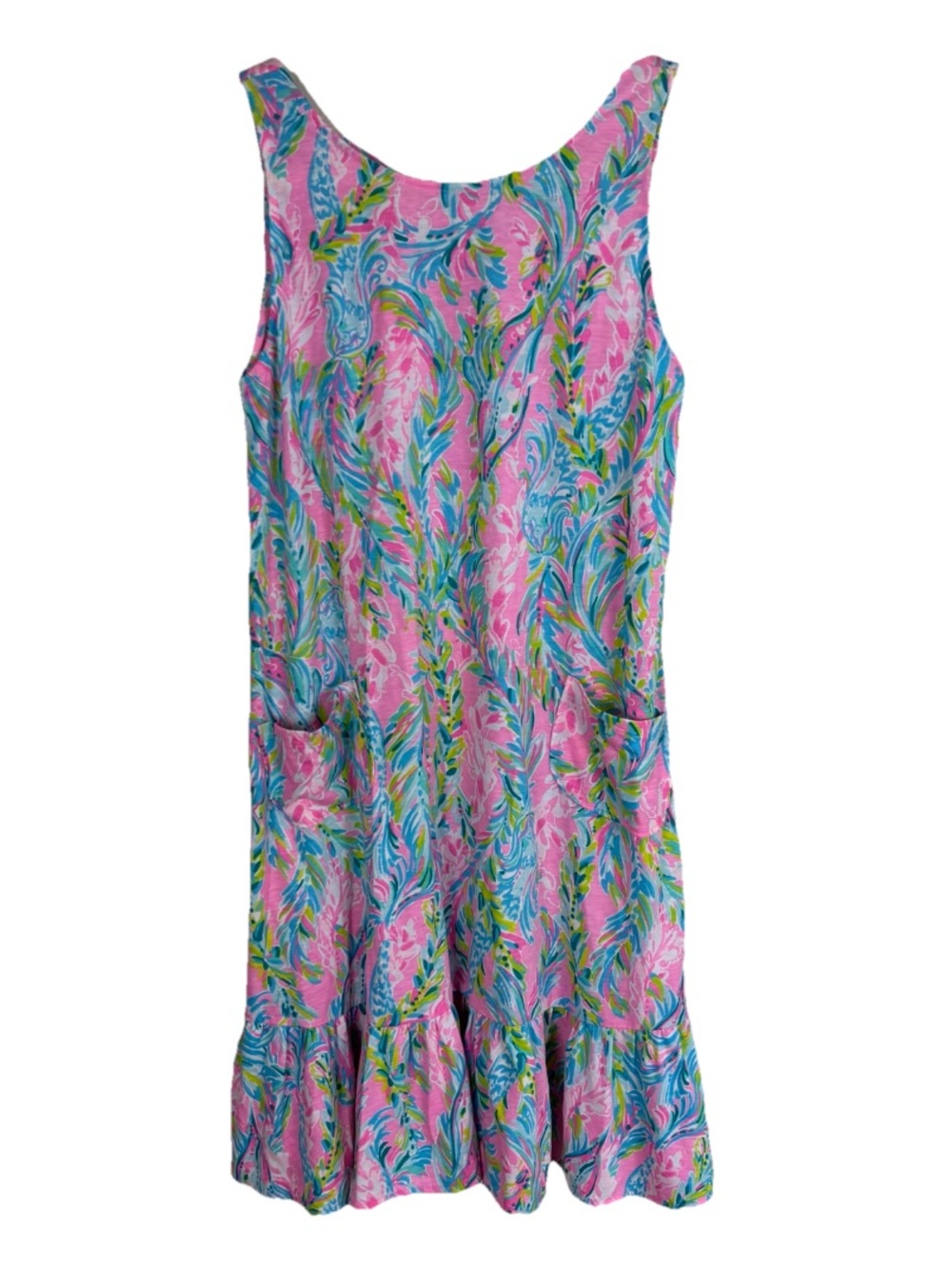 Lilly Pulitzer Kristen Flounce Dress Size XS Sleeveless Unicorn Of The Sea Pink